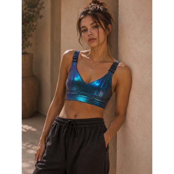 Buffbunny Collection Other - Buffbunny Collection Siren Sports Bra Iridescent Blue Purple Metallic Small